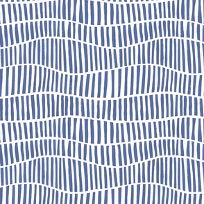 Imperfect Wavy Stripes - blue, white