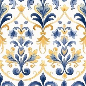 watercolour art deco navy