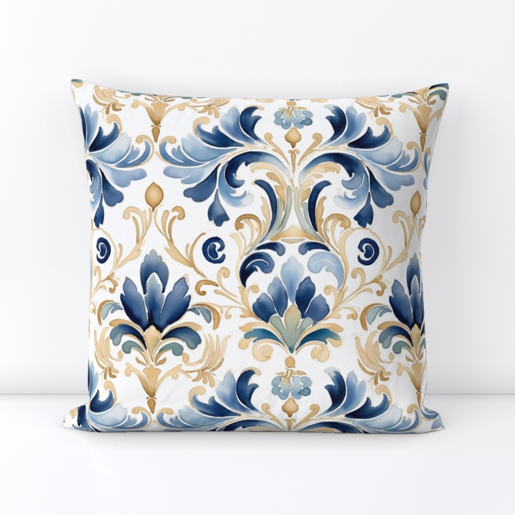 watercolour art deco navy and gold