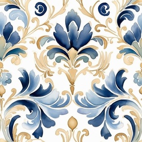 watercolour art deco navy and gold