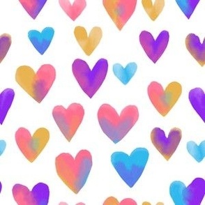 Watercolor Hearts Pattern