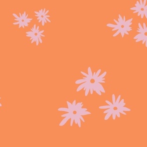 Floral Trio_on orange_LARGE_12x6