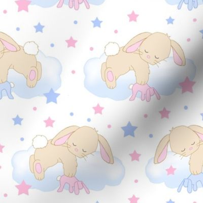 Bunny Cloud Stars Pink Blue Baby Girl Boy Nursery Small Size 