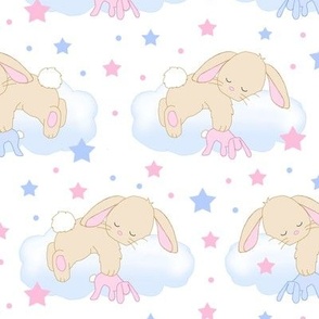 Bunny Cloud Stars Pink Blue Baby Girl Boy Nursery Small Size 