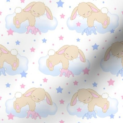 Bunny Cloud Stars Pink Blue Baby Girl Boy Nursery Smallest Size 