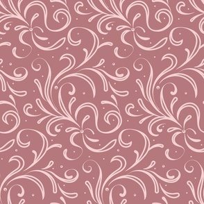 Abstract  floral  rococo swirls - dusky rose and blush