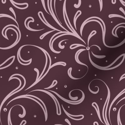 Abstract  floral  rococo swirls - plum-lavender
