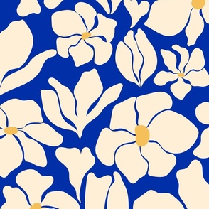 Magnolia Flowers - Matisse Inspired - Klein Blue / Cobalt - JUMBO