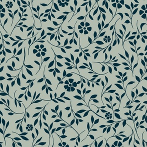 navy blue vine leaf pattern olive background-01