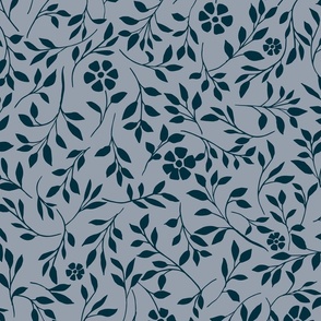navy blue vine leaf pattern  lavender background