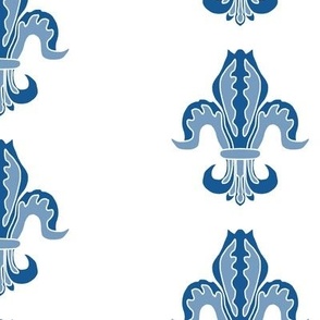 Isolated fleur de lis Grayed Blue on White