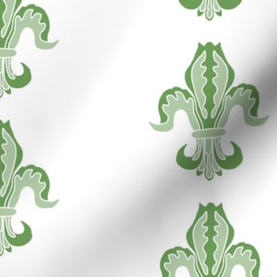 Isolated fleur de lis Green on White