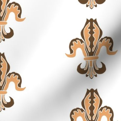 Isolated fleur de lis Brown and Beige on White