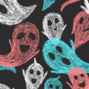 hand-drawn ghosts - colorful