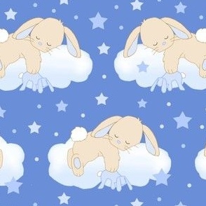 Bunny Rabbit Cloud Stars Blue Baby Boy Nursery Smallest Size 