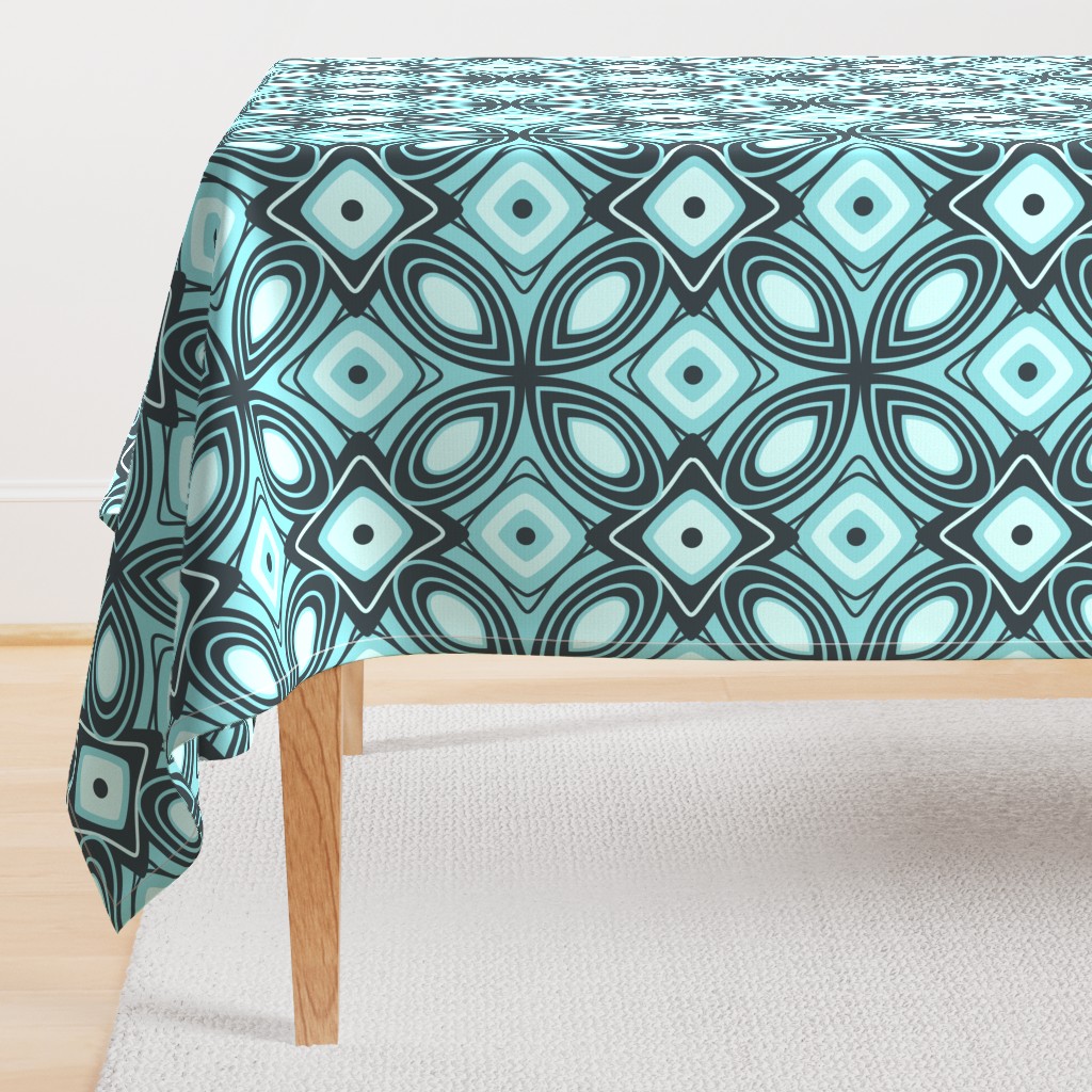 Revival - Mid Century Modern Geometric Ice Blue and Midnight Blue Large