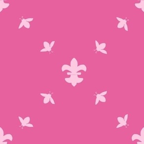 pink on pink bees and fleur de lis 12x12 