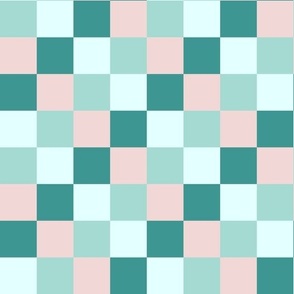 Mint green teal pink blue checkerboard 