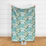 Hibiscus | Floral Earth, Moss | Greens & Blues | Large Scale