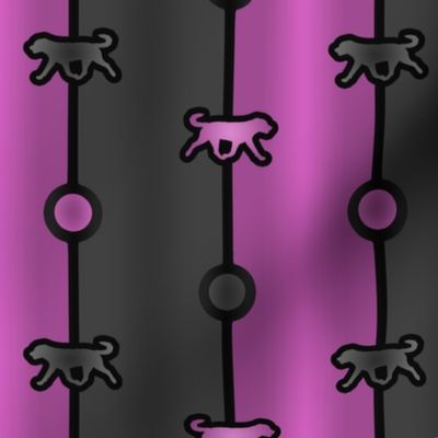 Tailed Rottweiler Bead Chain - magenta black