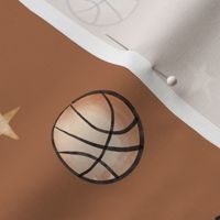 vintage basketballs and stars - rust
