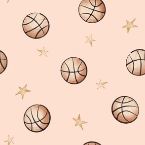 vintage basketballs and stars - blush