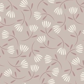 ditsy floral - creamy white_ dusty rose pink_ silver rust blush - small scale flowers