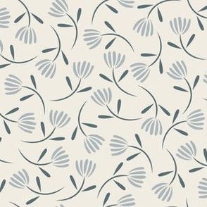 ditsy floral - creamy white_ french grey_ marble blue - small scale flowers
