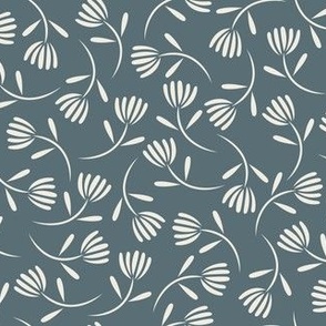 ditsy floral - creamy white_ marble blue - small scale flowers