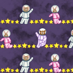 Space Forest Friends Stars and Stripe Brick Pattern.