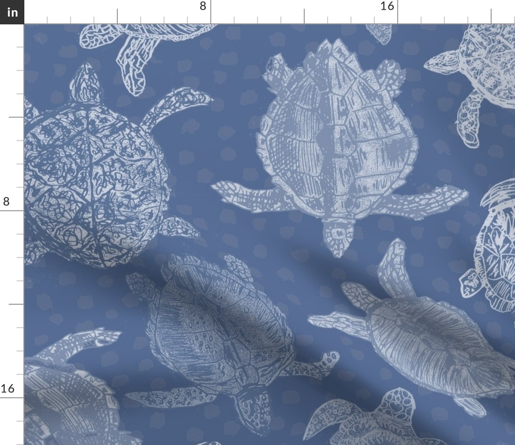 moody blues - monochrome  sea turtles  (Bedding Sized)