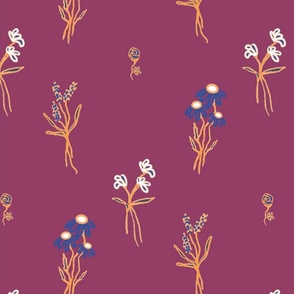 Wildflowers on magenta - medium scale print