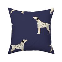 Large watercolour dalmation dog on navy blue