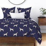 Large watercolour dalmation dog on navy blue