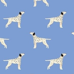 Small watercolour Dalmatian dogs on spring blue