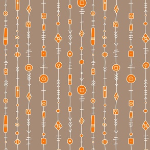 Abstract Symbols in Caramel Brown and Orange Tangerine