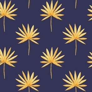 Small watercolor coastal palm leaf yellow and navy for kids, pets and accessories