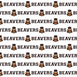 Beavers Mascot Text | White on Gold - School Spirit College Team Cheer Collection