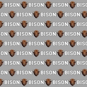 Bison Mascot Text | White on Grey - School Spirit College Team Cheer Collection