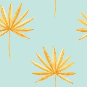 Medium palm leaf yellow and blue for kids and coastal home decor
