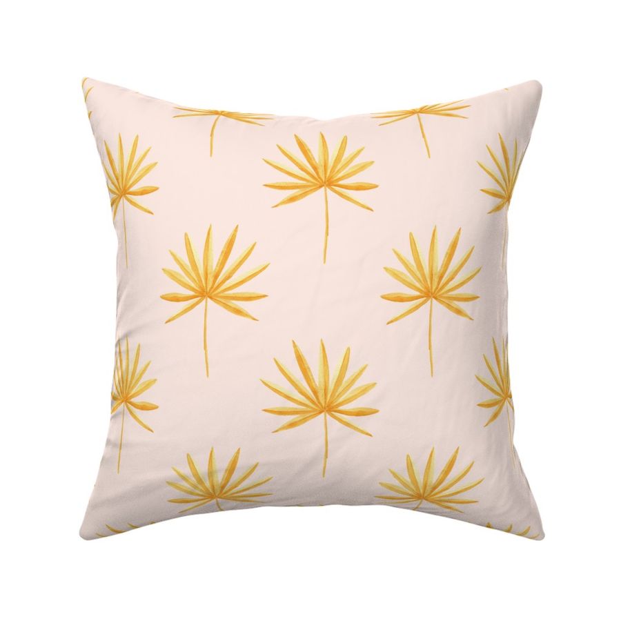 Medium watercolor coastal palm leaf yellow and pink for kids, pets and accessories