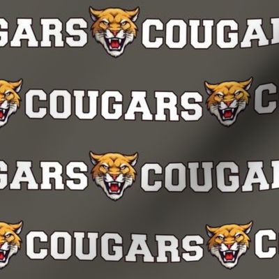 Cougar Mascot Text | White on Grey - School Spirit College Team Cheer Collection