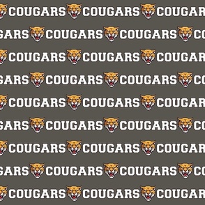 Cougar Mascot Text | White on Grey - School Spirit College Team Cheer Collection