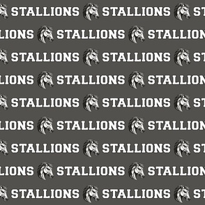 Stallions Mascot Text | White on Grey - School Spirit College Team Cheer Collection
