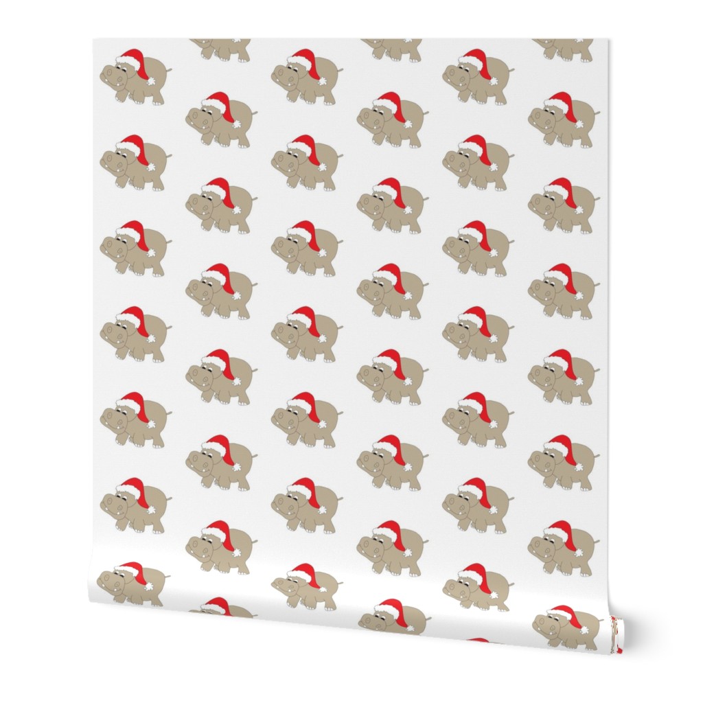 Christmas Hippo White Background