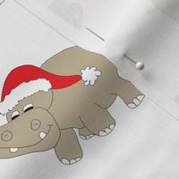 Christmas Hippo White Background