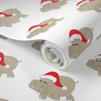 Christmas Hippo White Background