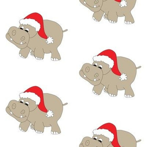 Christmas Hippo White Background