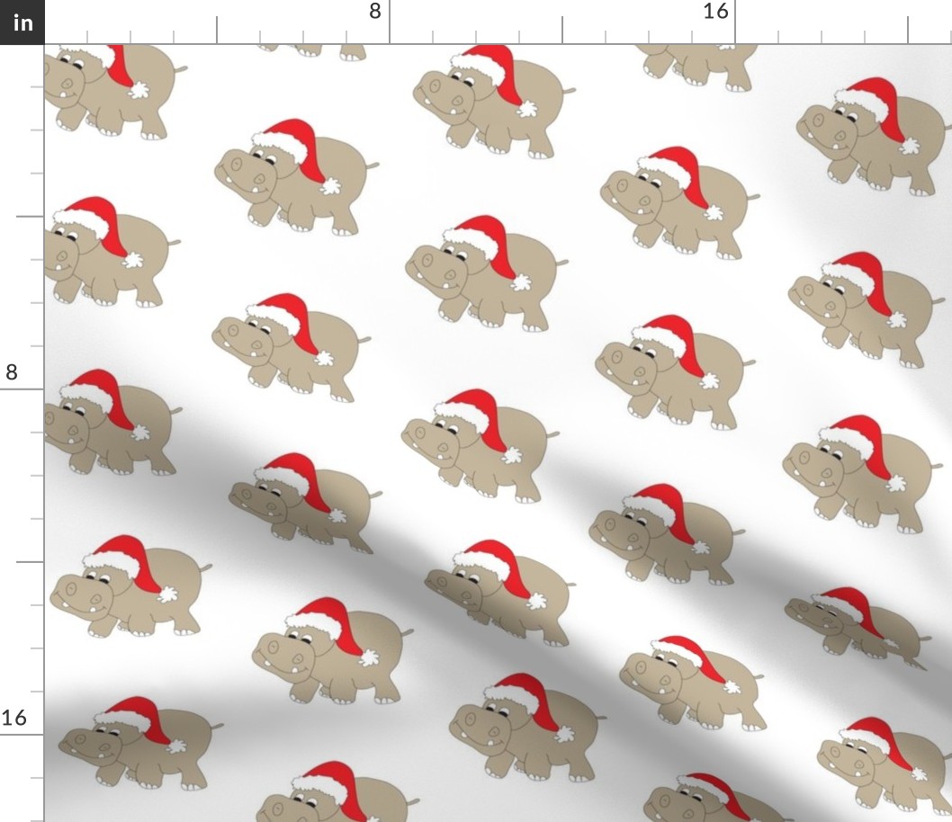 Christmas Hippo White Background