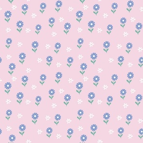 Cute Spring Flowers on Pink background